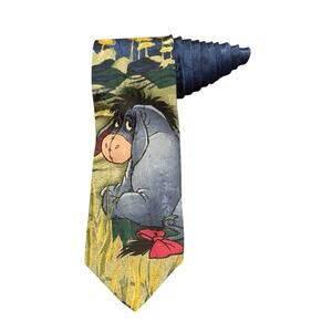 The Disney Store Winnie The Pooh Eeyore Cartoon Vintage Novelty Necktie Silk